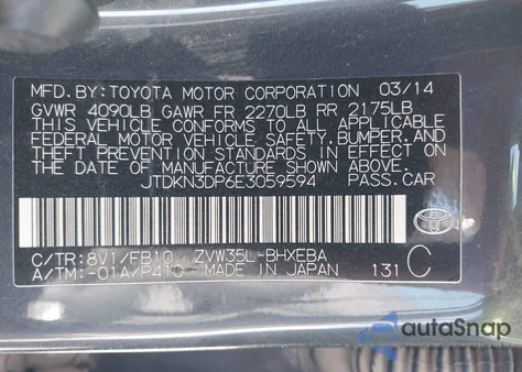 2014 Toyota Prius Plug-In from USA, damaged, VIN JTDKN3DP6E3059594